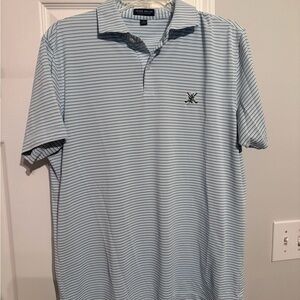 Peter Millar Light Blue Striped Polo Shirt